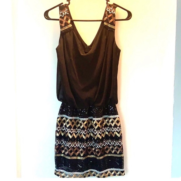B Darlin Sequin Black Mini Dress - Picture 1 of 2